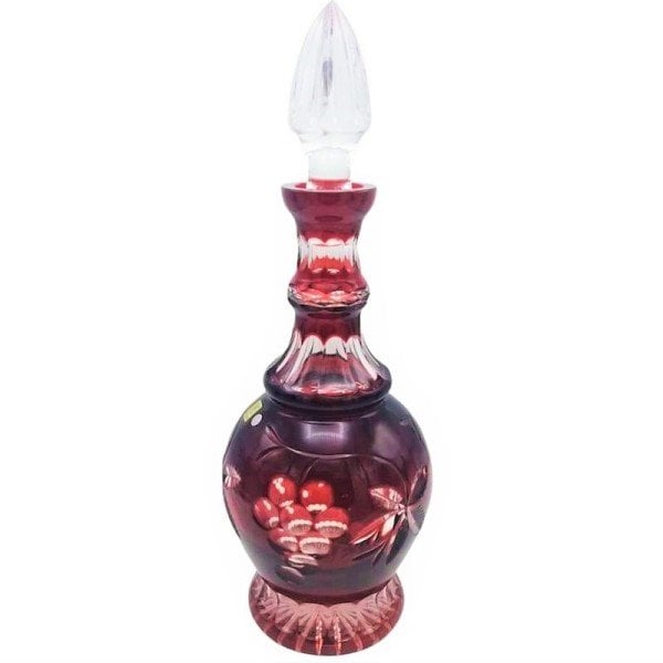 CAESAR- KRİSTAL KAPAKLI ŞİŞE ÜZÜM DESENLİ KIRMIZI