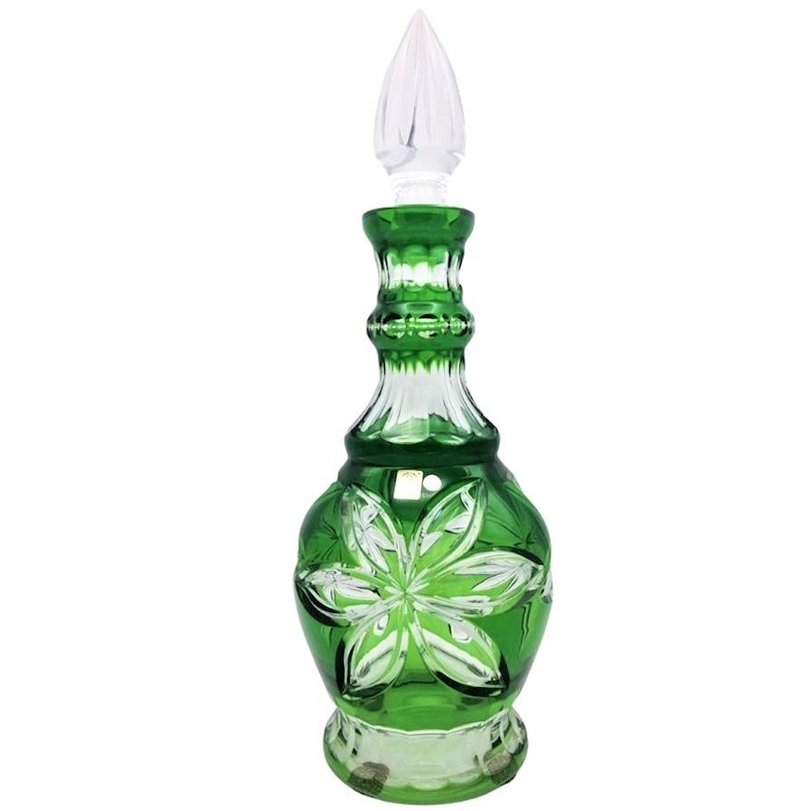 CAESAR KRİSTAL-YEŞİL PAPATYA DESENLİ KAPAKLI ŞİŞE