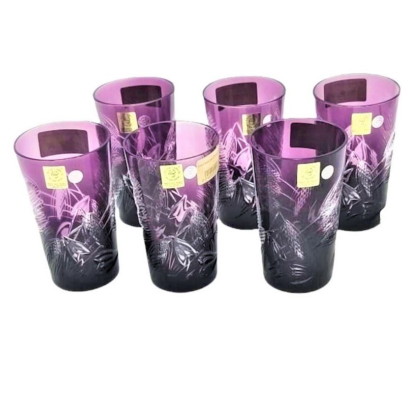 CAESAR KRİSTAL BARDAK MOR RENK  6 LI SET