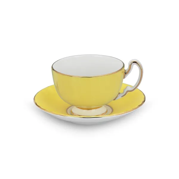 Aynsley Glaze Cottage Garden Oban Çay Fincanı ve Tabağı  Sarı