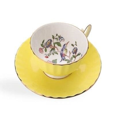 Aynsley Glaze Cottage Garden Oban Çay Fincanı ve Tabağı  Sarı