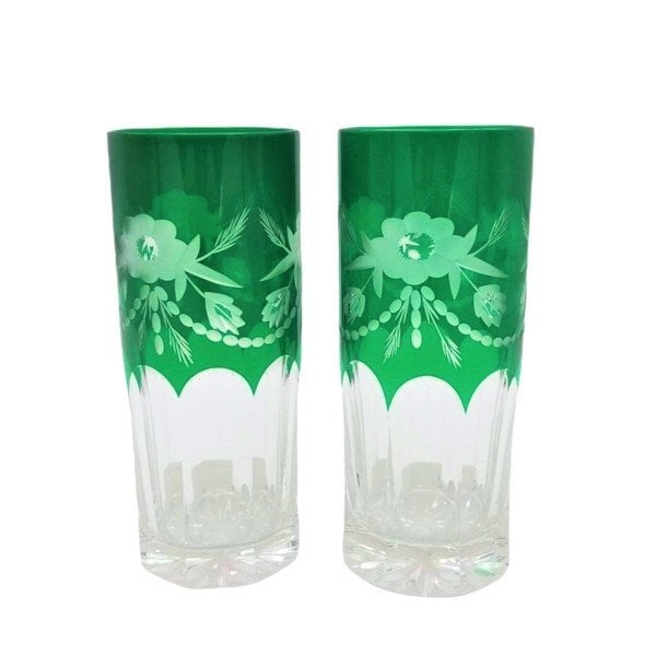 BOHEMİA KRİSTAL BARDAK YEŞİL 2 Lİ SET