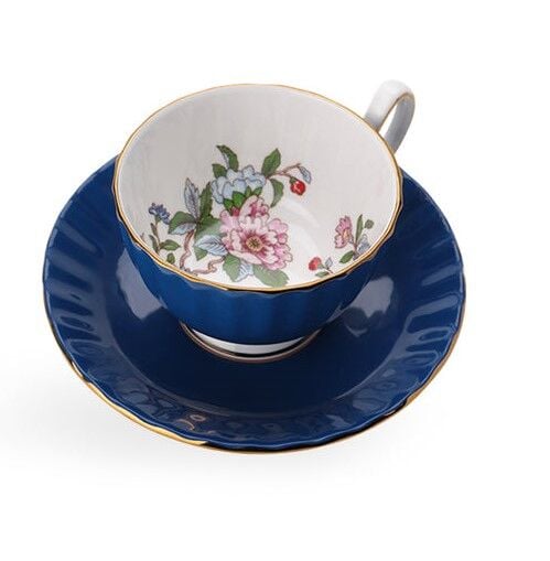 Aynsley Glaze Cottage Oban Çay Fincanı ve Tabağı Mavi