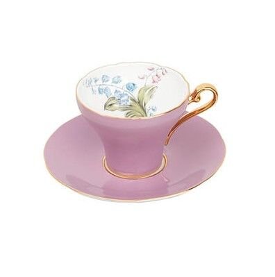 Aynsley Glaze Cottage Garden Corset Çay Fincanı ve Tabağı  Mor
