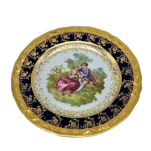 LIMOGES PORSELEN TABAK OTURAN KIZ-ERKEK 22CM