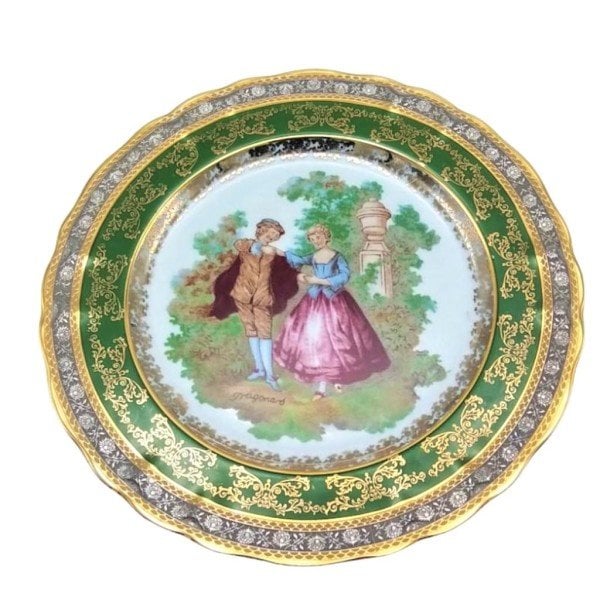 LIMOGES PORSELEN TABAK AYAKTA KIZ-ERKEK 26 CM