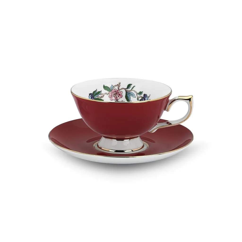 Aynsley Pembroke Çay Fincanı Glaze Athens Kırmızı