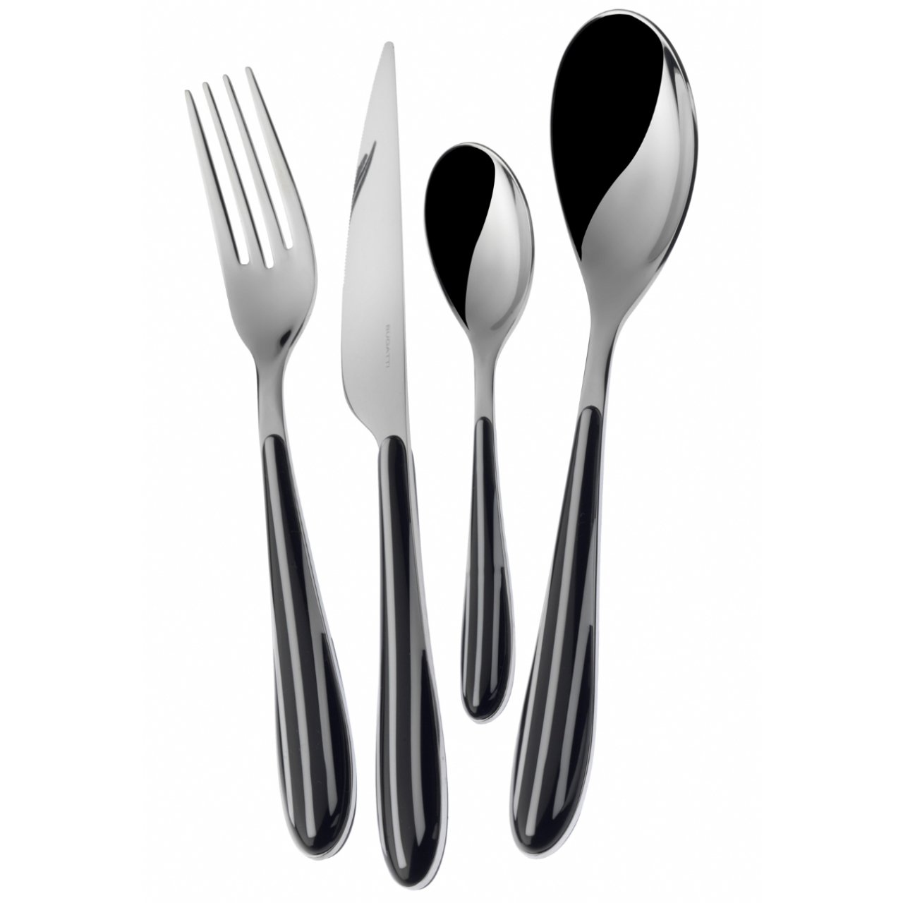 Bugatti 6 Kişilik 24 Parça Çatal Bıçak Takımı Siyah Beyaz Çizgili