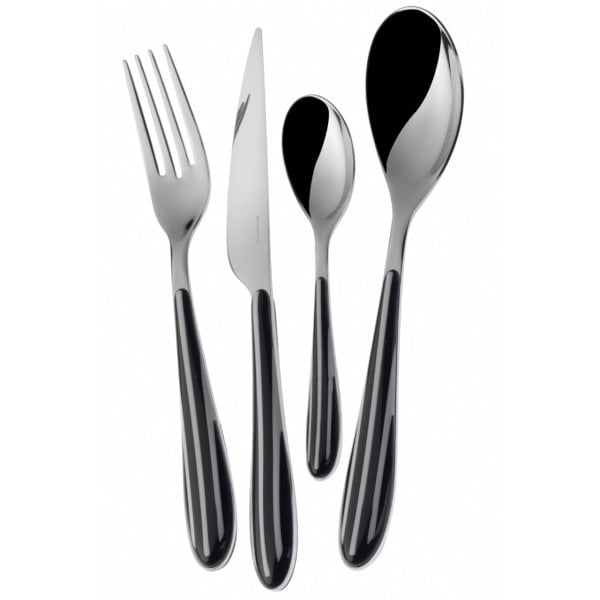 Bugatti 6 Kişilik 24 Parça Çatal Bıçak Takımı Siyah Beyaz Çizgili