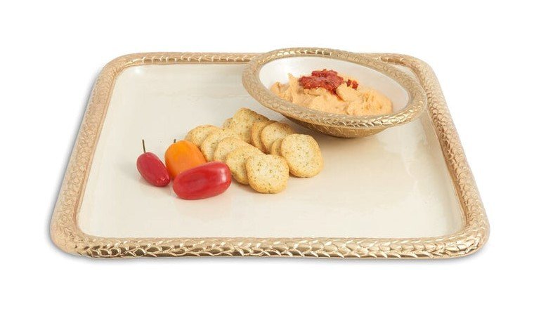 Julia Knight Florentine Kare Tepsi Gold Snow 38 cm