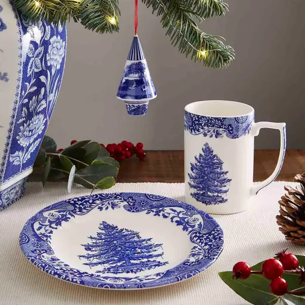SPODE BLUE CHRISTMAS TREE 20 CM PASTA TABAĞI