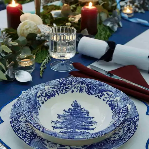 SPODE BLUE CHRISTMAS TREE 20 CM TAHIL KASESİ