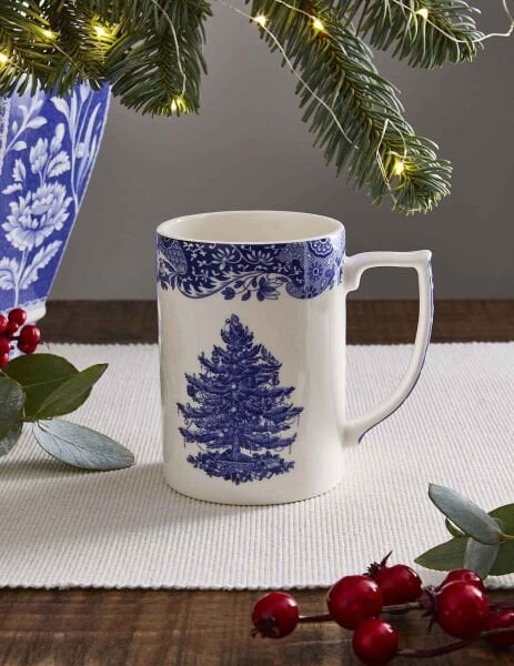 SPODE BLUE CHRISTMAS TREE KUPA