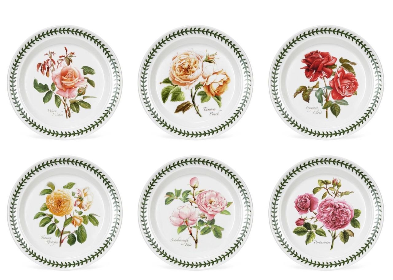 PORTMEIRION BOTANIC ROSES 21,5 CM PASTA TABAĞI 6 LI