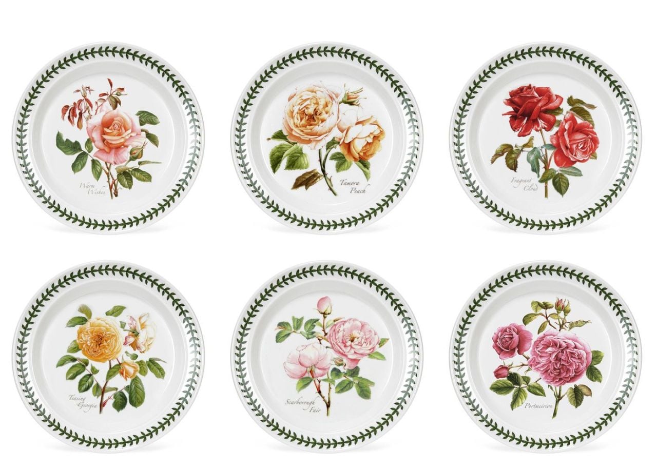 PORTMEIRION BOTANIC ROSES 21,5 CM PASTA TABAĞI 6 LI