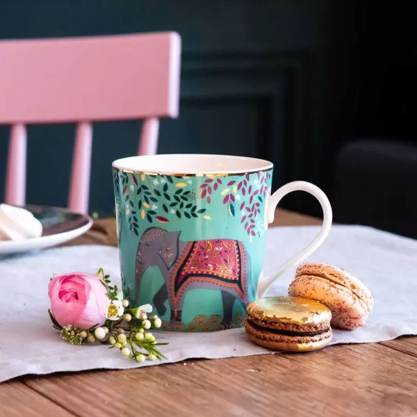 SARA MILLER LONDON PORTMEIRION INDIA KUPA ELEPHANTS OASIS