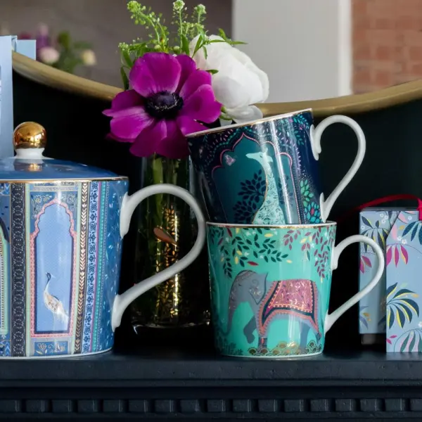 SARA MILLER LONDON PORTMEIRION INDIA KUPA ELEPHANTS OASIS