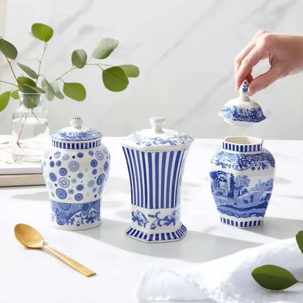 SPODE BLUE ITALIAN BRITISH FLOWERS VAZO