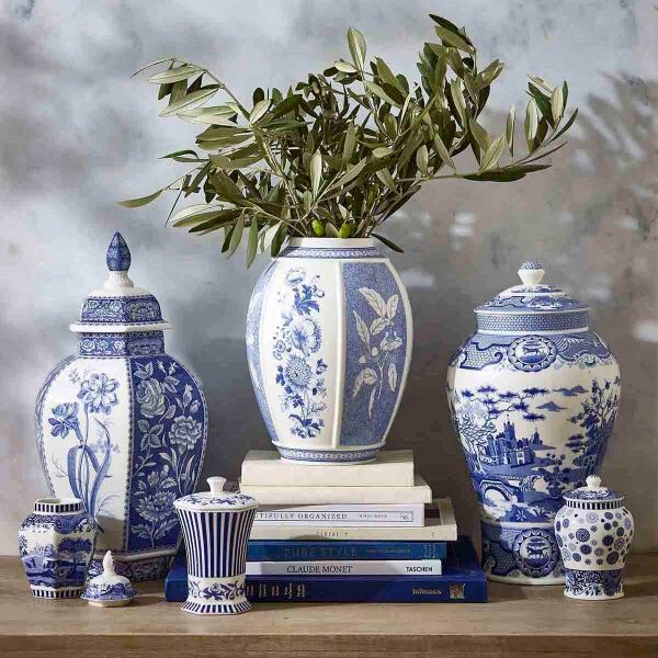 Spode Blue Italian British Flowers Vazo