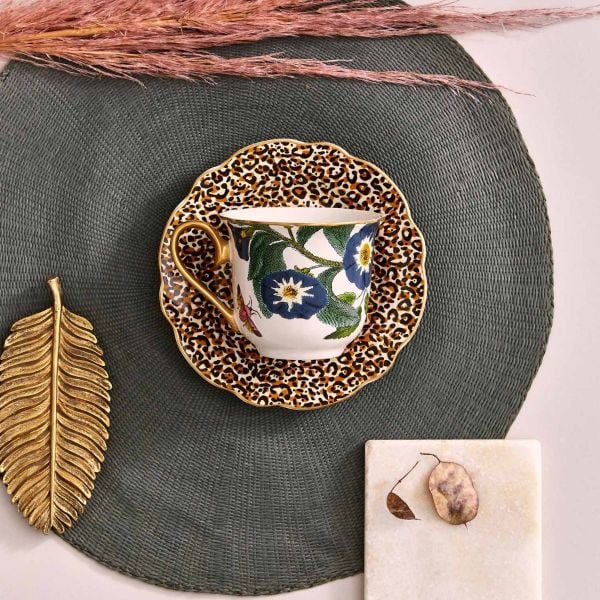 SPODE CREATURES OF CURIOSITY ÇAY FİNCANI VE TABAK BEYAZ&LEOPAR