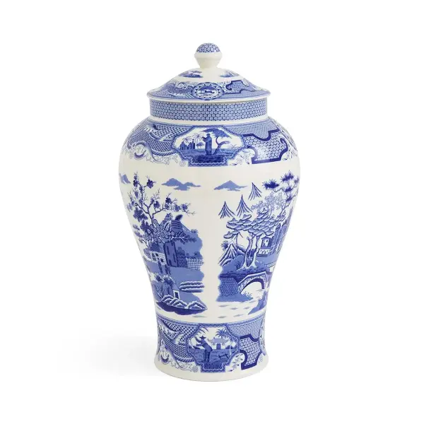 Spode Blue Italian Gothic Castle Vazo