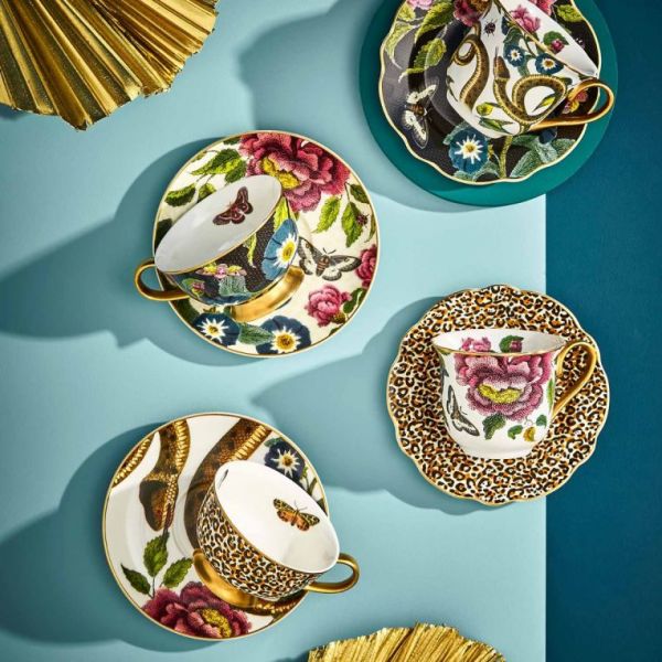 SPODE CREATURES OF CURIOSITY ÇAY FİNCANI VE TABAK SİYAH&KREM