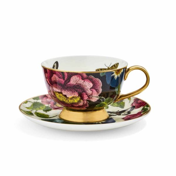 SPODE CREATURES OF CURIOSITY ÇAY FİNCANI VE TABAK SİYAH&KREM