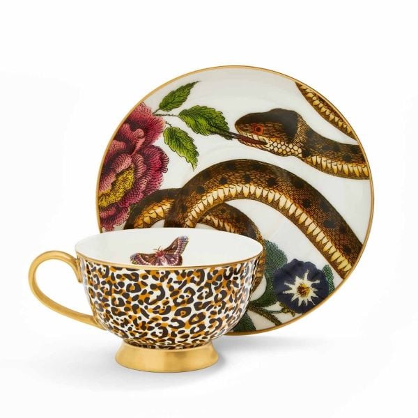 SPODE CREATURES OF CURIOSITY ÇAY FİNCANI VE TABAK YILAN&LEOPR