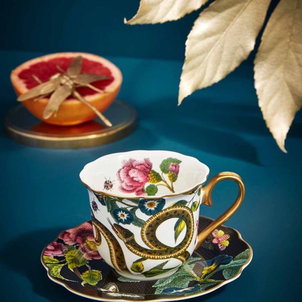SPODE CREATURES OF CURIOSITY ÇAY FİNCANI VE TABAK YILAN& SİYAH