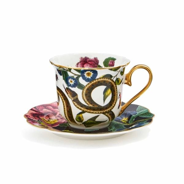 SPODE CREATURES OF CURIOSITY ÇAY FİNCANI VE TABAK YILAN& SİYAH