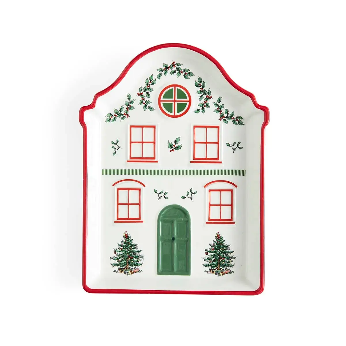 Spode Christmas Tree Villa Kırmızı Kenarlı İkram Tepsisi