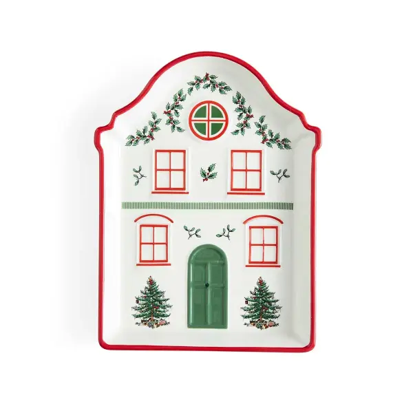 Spode Christmas Tree Villa Kırmızı Kenarlı İkram Tepsisi