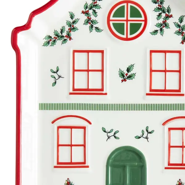 Spode Christmas Tree Villa Kırmızı Kenarlı İkram Tepsisi
