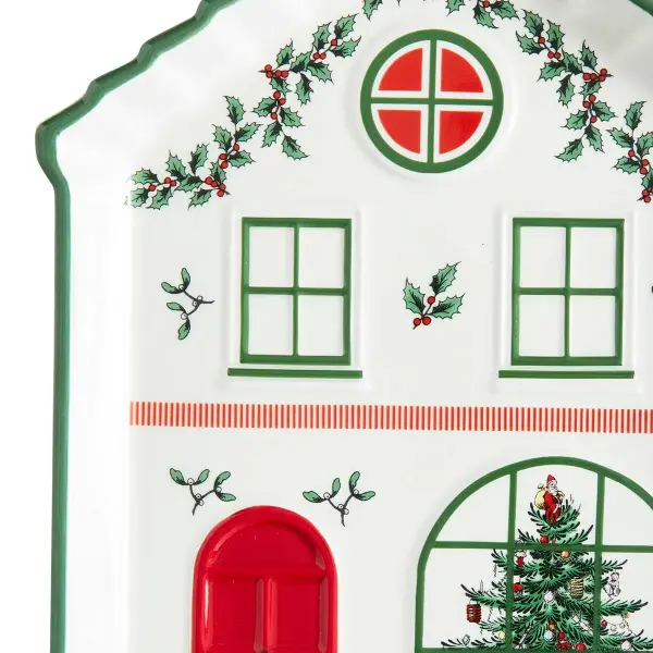 Spode Christmas Tree Villa Yeşil Kenarlı İkram Tepsisi