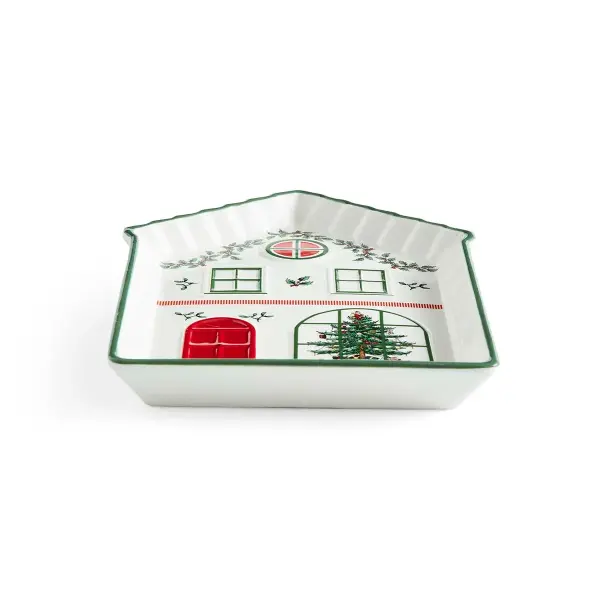 SPODE CHRISTMAS TREE VILLA TIDBIT TRAY GREEN BDR