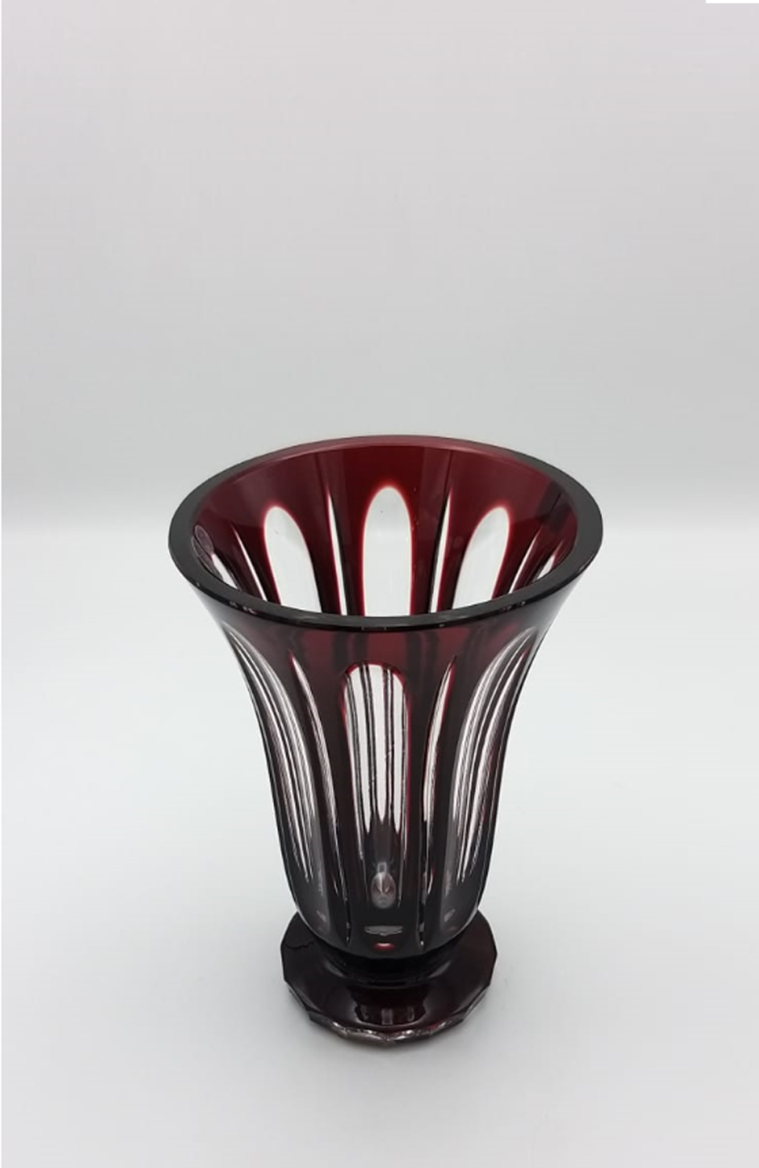 CAESAR- KRİSTAL VAZO- BORDO RENKTE