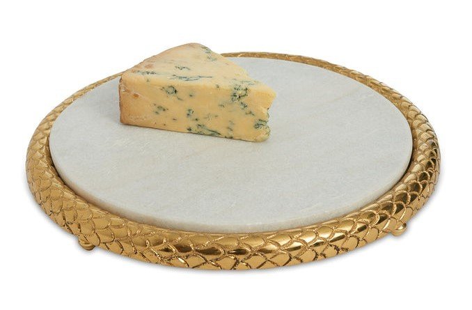 JULIA KNIGHT FLORENTINE 28 CM MARBLE PEYNİR TABAĞI GOLD