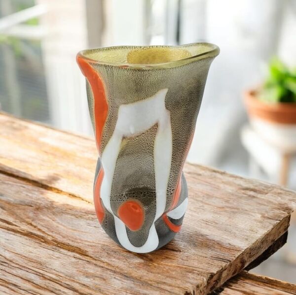 Murano No:43-Sanatsal  Vazo Turuncu Kahverengi Beyaz Renklerde