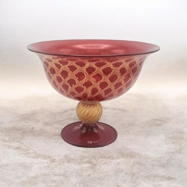 Murano No:20-Ayaklı Kırmızı Klasik Bordo Venedik Çanak