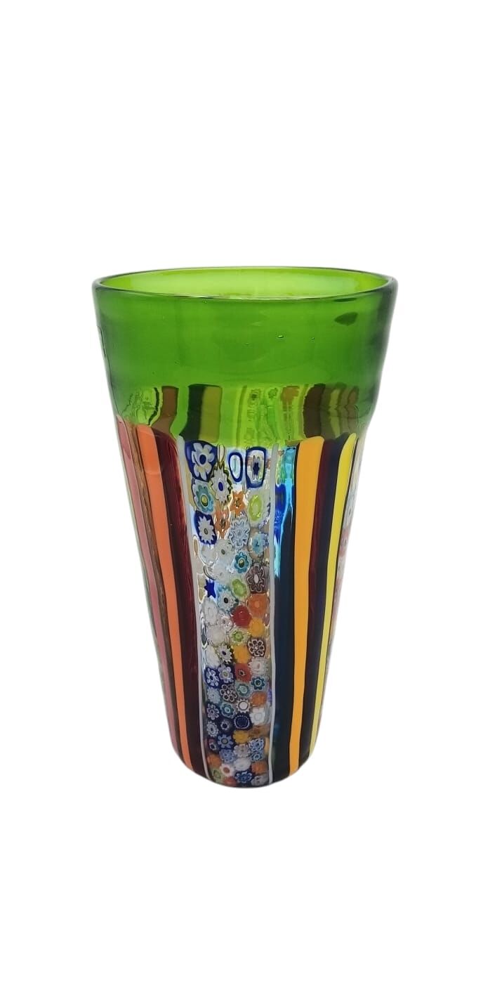 Murano No:4- vase a canne medıum- Yeşil Vazo