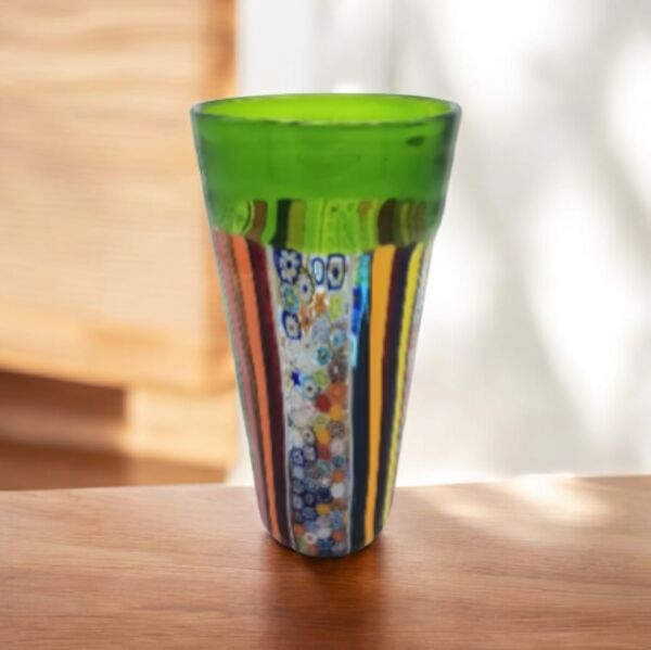 Murano No:4- vase a canne medıum- Yeşil Vazo
