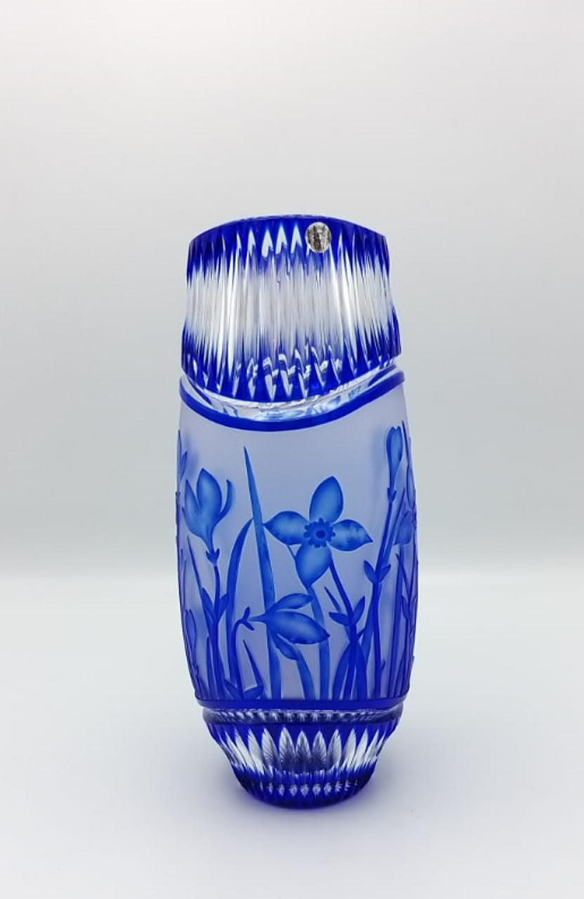 CAESAR- KRİSTAL VAZO ÇİÇEKLİ- MAVİ