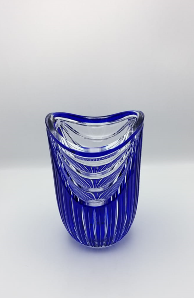 CAESAR- KRİSTAL VAZO HARP-MAVİ RENK- H: 25CM