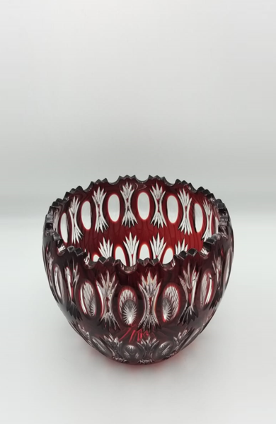 CAESAR-DERİN KRİSTAL KASE DANDELİON- BORDO-KIRMIZI RENKTE- H: 20CM