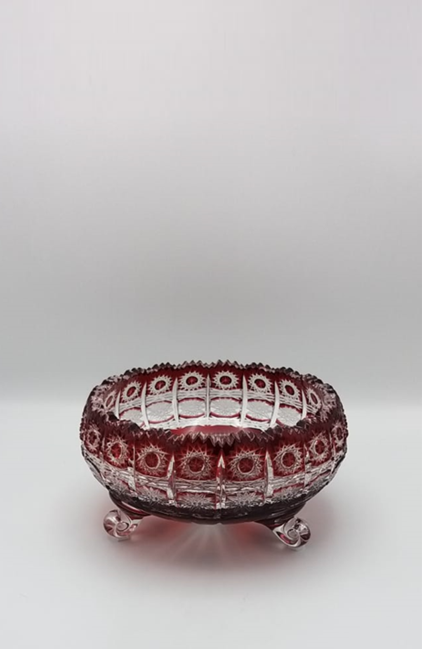 CAESAR KRİSTAL-KLASİK KESİM 3 AYAKLI KIRMIZI YAYVAN KASE