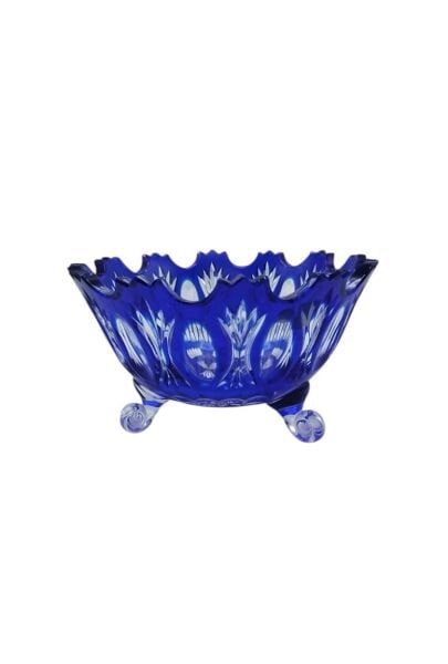 Caesar Ayaklı Kristal Çanak Lacivert 20 cm