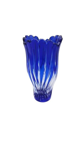 Caesar Kristal Vazo Oymalı Ağızlı Lacivert 20 cm