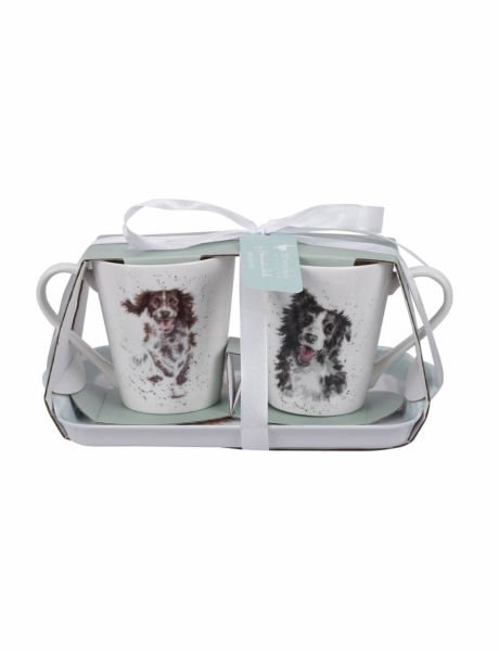 ROYAL WORCESTER WRENDALE 2 KUPA 1 TEPSİ SET KÖPEKLİ