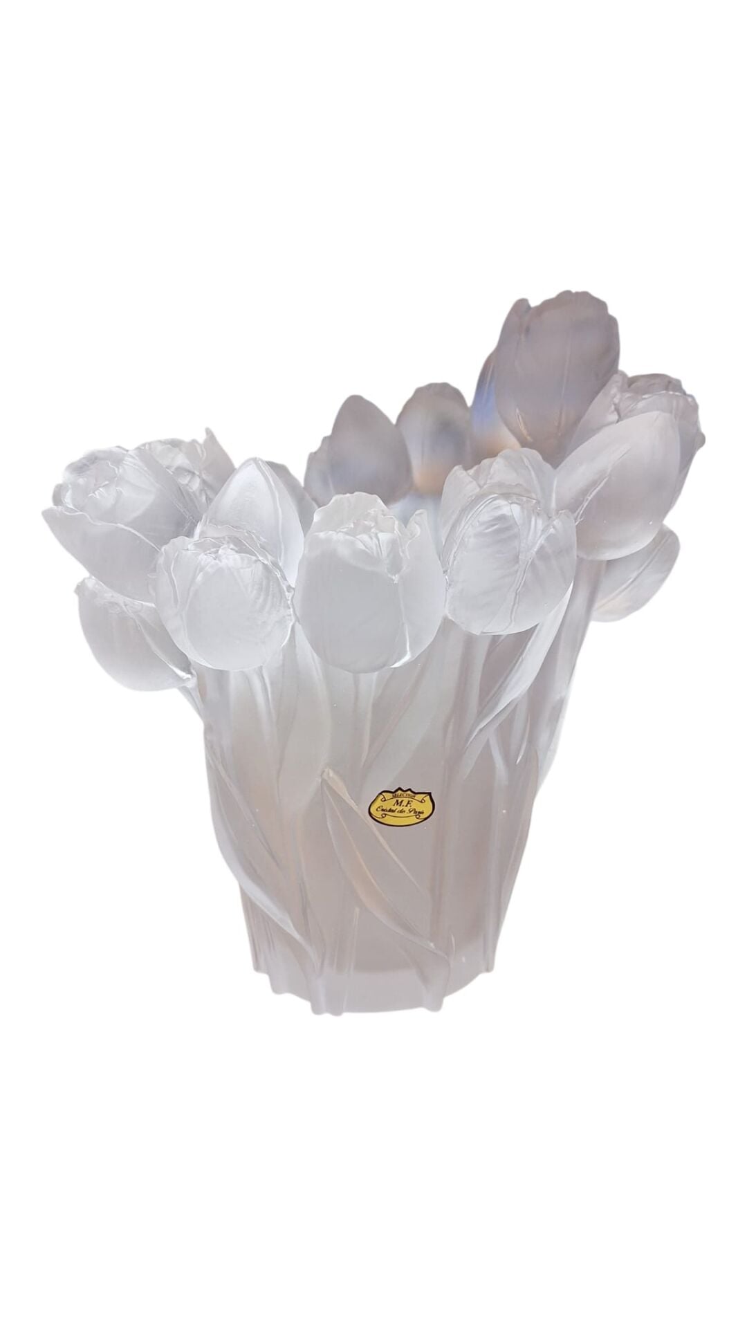 Cristal de Paris  Büyük  Vazo Şeffaf  Lale Desenli 30 cm