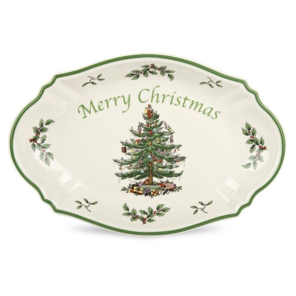 SPODE CHRISTMAS TREE OVAL SUNUM TABAĞI 28 CM